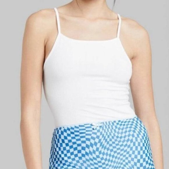 NWT Wild Fable Women's Medium Bodysuit White Square Neck Spaghetti Strap - Picture 2 of 9